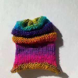 Handmade in crochet hat winter Rainbow Acrylic Silk.